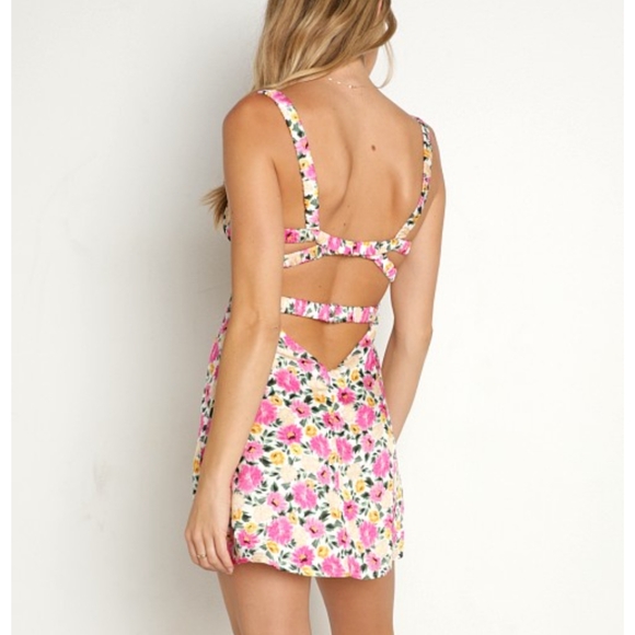 For Love And Lemons June Floral Mini Dress Milkmaid Babydoll - Picture 2 of 15